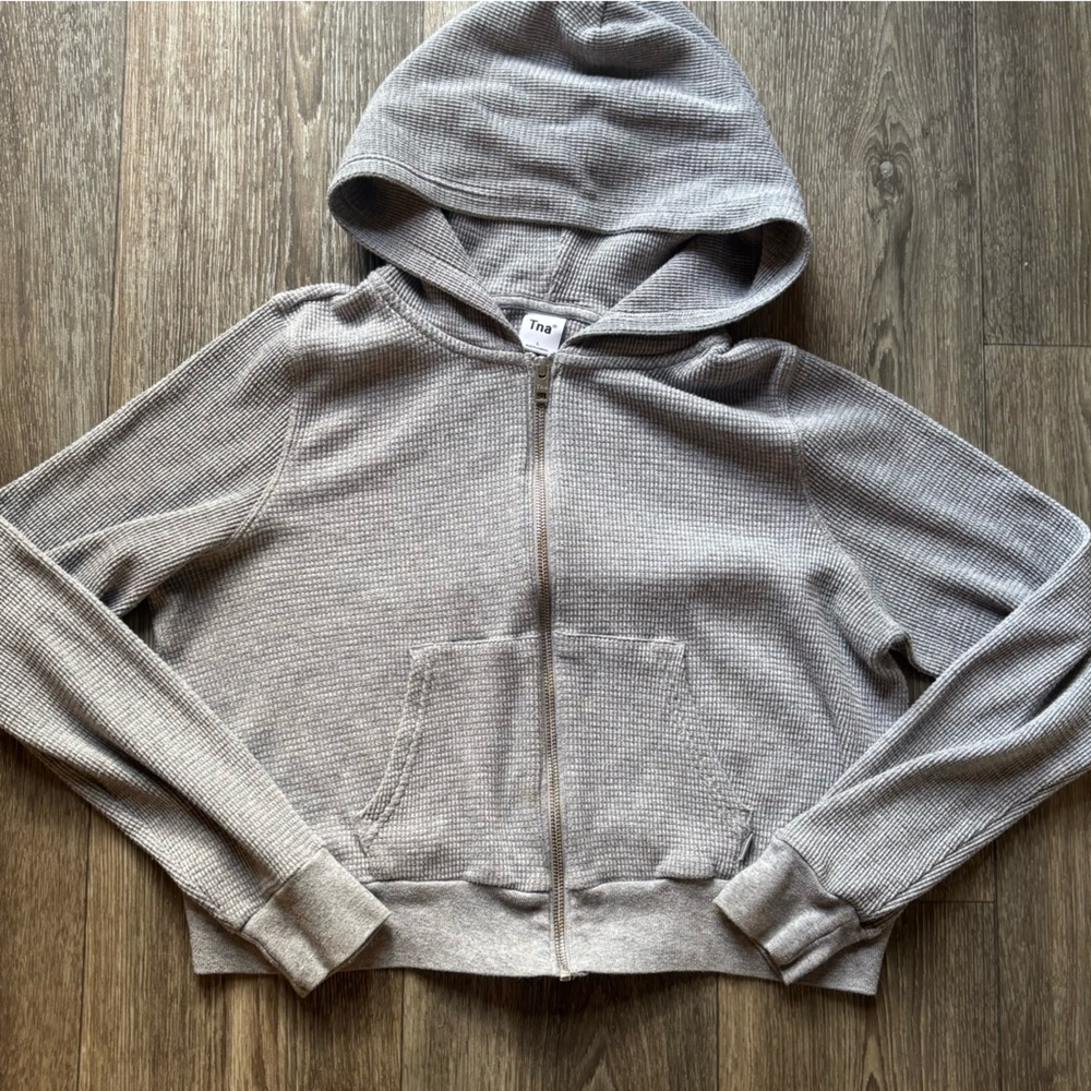 TNA Waffle Knit Zip Up Hoodie